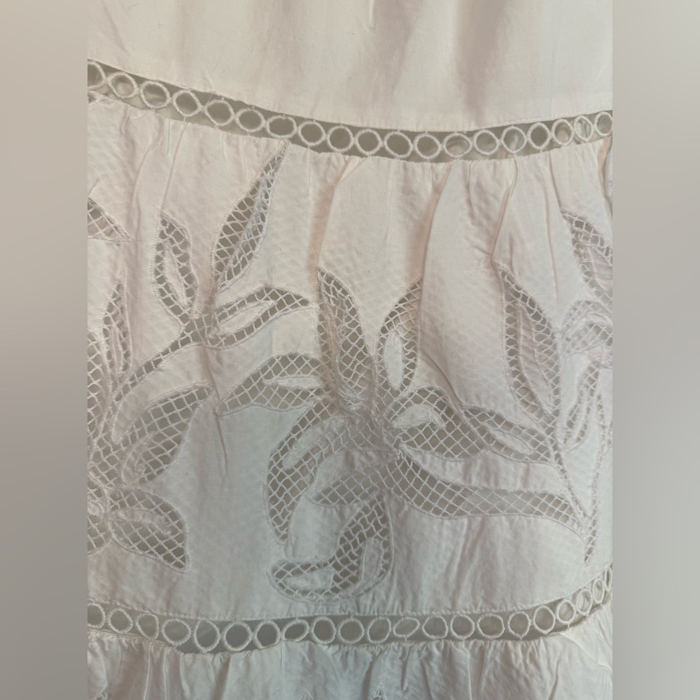 Elegant White Lace Maxi‎ Skirt poplin pull on Chico’s size 12 - Picture 7 of 13